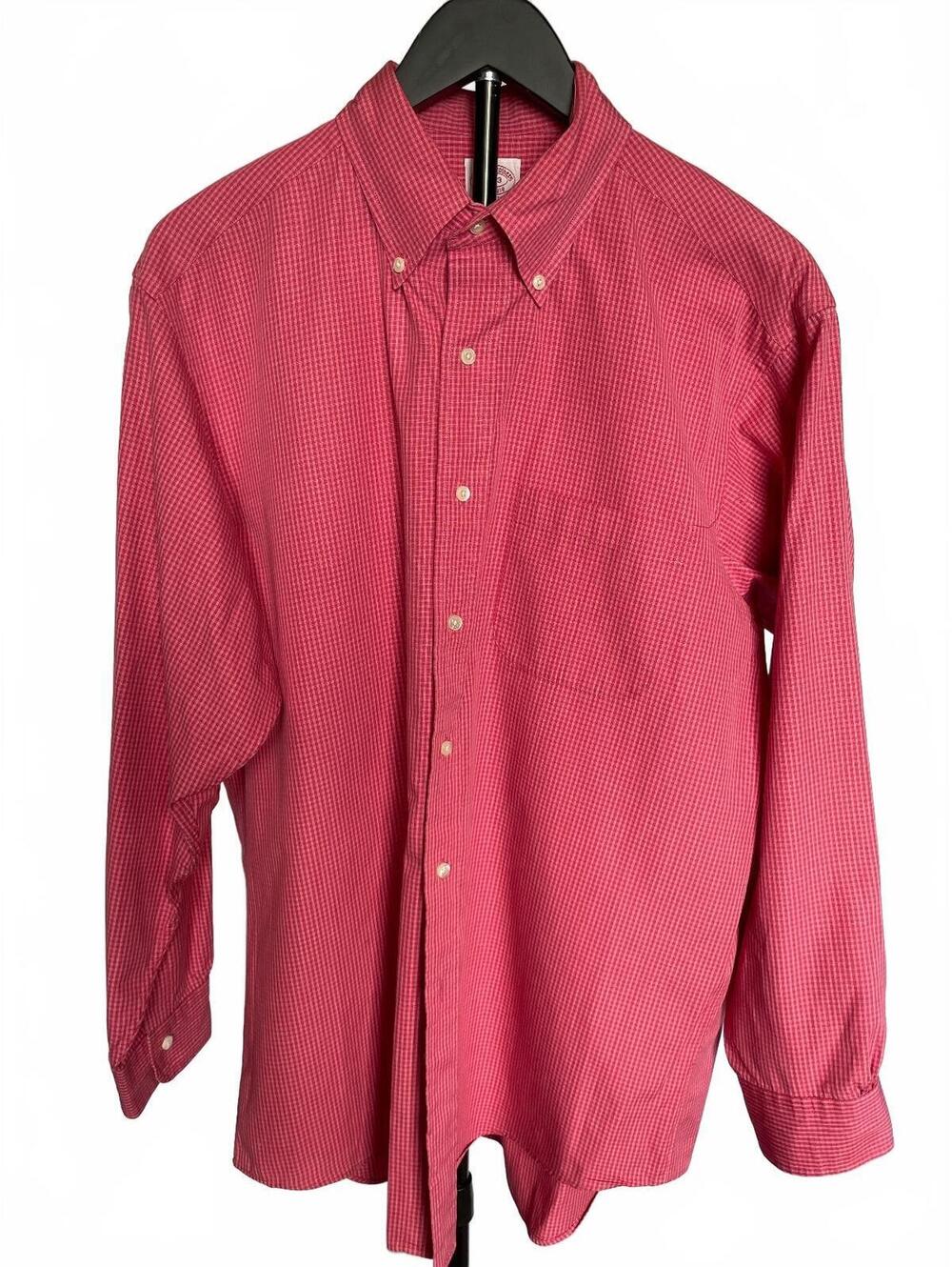 Vintage Brooks Brothers Men's Red White Gingham Cotton Button Down Shirt Preppy